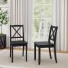 Giantex Wood Dining Chairs Set of 2, Armless Kitchen Chairs w/Rubber Wood Legs & Curved Backrest, Farmhouse Cross Back Diner Chairs, Wooden Side Chairs for Home Dining Room, Load 400 LBS, Black(Black)