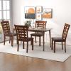 Giantex Wood Dining Chairs Set of 2, Upholstered Dining Chairs with Rubber Wood Legs, Wooden Kitchen Chair with Padded Seat, Max Load 300 Lbs, Farmhouse High Back PU Leather Dining Room Chair, Walnut