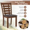 Giantex Wood Dining Chairs Set of 2, Upholstered Dining Chairs with Rubber Wood Legs, Wooden Kitchen Chair with Padded Seat, Max Load 300 Lbs, Farmhouse High Back PU Leather Dining Room Chair, Walnut