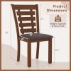 Giantex Wood Dining Chairs Set of 2, Upholstered Dining Chairs with Rubber Wood Legs, Wooden Kitchen Chair with Padded Seat, Max Load 300 Lbs, Farmhouse High Back PU Leather Dining Room Chair, Walnut