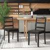 Giantex Wood Dining Chairs Set of 2 White – Wooden Armless Kitchen Chairs with Solid Rubber Wood Legs, Non-Slip Foot Pads, Max Load 400 Lbs, Farmhouse Style High Ladder Back Dining Room Chairs(Black)