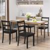 Giantex Wood Dining Chairs Set of 2 White – Wooden Armless Kitchen Chairs with Solid Rubber Wood Legs, Non-Slip Foot Pads, Max Load 400 Lbs, Farmhouse Style High Ladder Back Dining Room Chairs(Black)