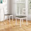 Giantex Wood Dining Chairs Set of 2 White – Wooden Armless Kitchen Chairs with Solid Rubber Wood Legs, Non-Slip Foot Pads, Max Load 400 Lbs, Farmhouse Style High Ladder Back Dining Room Chairs(White+gray)