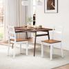 Giantex Wood Dining Chairs Set of 2 White – Wooden Armless Kitchen Chairs with Solid Rubber Wood Legs, Non-Slip Foot Pads, Max Load 400 Lbs, Farmhouse Style High Ladder Back Dining Room Chairs(White+brown)