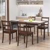 Giantex Wood Dining Chairs Set of 2 White – Wooden Armless Kitchen Chairs with Solid Rubber Wood Legs, Non-Slip Foot Pads, Max Load 400 Lbs, Farmhouse Style High Ladder Back Dining Room Chairs(Walnut)