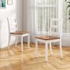 Giantex Wood Dining Chairs Set of 2 White – Wooden Armless Kitchen Chairs with Solid Rubber Wood Legs, Non-Slip Foot Pads, Max Load 400 Lbs, Farmhouse Style High Ladder Back Dining Room Chairs(White+brown)