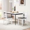 Giantex Wood Dining Chairs Set of 2 White – Wooden Armless Kitchen Chairs with Solid Rubber Wood Legs, Non-Slip Foot Pads, Max Load 400 Lbs, Farmhouse Style High Ladder Back Dining Room Chairs(White+gray)