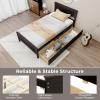 Giantex Wood Full Size Bed Frame with 2 Storage Drawers, Solid Wood Platform Bed with Headboard, Wooden Slats Mattress Foundation, No Spring Needed, Full Bed Frame for Kids, Teens, Adults, Grey(Espresso)