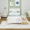Giantex Wood Full Size Bed Frame with 2 Storage Drawers, Solid Wood Platform Bed with Headboard, Wooden Slats Mattress Foundation, No Spring Needed, Full Bed Frame for Kids, Teens, Adults, Grey(White)