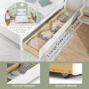 Giantex Wood Full Size Bed Frame with 2 Storage Drawers, Solid Wood Platform Bed with Headboard, Wooden Slats Mattress Foundation, No Spring Needed, Full Bed Frame for Kids, Teens, Adults, Grey(White)