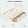 Giantex Wood Full Size Bed Frame with 2 Storage Drawers, Solid Wood Platform Bed with Headboard, Wooden Slats Mattress Foundation, No Spring Needed, Full Bed Frame for Kids, Teens, Adults, Grey(White)