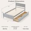 Giantex Wood Full Size Bed Frame with 2 Storage Drawers, Solid Wood Platform Bed with Headboard, Wooden Slats Mattress Foundation, No Spring Needed, Full Bed Frame for Kids, Teens, Adults, Grey(Grey)