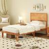 Giantex Wood Full Size Bed Frame with Headboard, Mid Century Modern Platform Bed Full with Solid Wood Legs & Wooden Slat Support, Easy Assembly, No Box Spring Needed, Walnut(Rustic Brown)