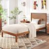 Giantex Wood Full Size Bed Frame with Headboard, Mid Century Modern Platform Bed Full with Solid Wood Legs & Wooden Slat Support, Easy Assembly, No Box Spring Needed, Walnut(Walnut)