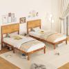 Giantex Wood Full Size Bed Frame with Headboard, Mid Century Modern Platform Bed Full with Solid Wood Legs & Wooden Slat Support, Easy Assembly, No Box Spring Needed, Walnut(Rustic Brown)