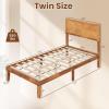 Giantex Wood Full Size Bed Frame with Headboard, Mid Century Modern Platform Bed Full with Solid Wood Legs & Wooden Slat Support, Easy Assembly, No Box Spring Needed, Walnut(Rustic Brown)