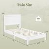 Giantex Wood Queen Platform Bed Frame with Headboard, Mid Century Bed Frame with Solid Wood Legs & Wooden Slat Support, No Box Spring Needed, Walnut Bed(White)