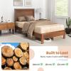 Giantex Wood Queen Platform Bed Frame with Headboard, Mid Century Bed Frame with Solid Wood Legs & Wooden Slat Support, No Box Spring Needed, Walnut Bed(Walnut)