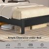 Giantex Wood Queen Platform Bed Frame with Headboard, Mid Century Bed Frame with Solid Wood Legs & Wooden Slat Support, No Box Spring Needed, Walnut Bed(Black)