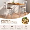 Giantex Wooden Bar Stools Counter Height Set of 2, 24.5″ Farmhouse Wood Bar Dining Chairs with Solid Rubber Wood Frame, Backrest, Footrest, Armless Barstools for Home Bar, Kitchen Counter, White(White)
