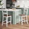 Giantex Wooden Bar Stools Counter Height Set of 2, 24.5″ Farmhouse Wood Bar Dining Chairs with Solid Rubber Wood Frame, Backrest, Footrest, Armless Barstools for Home Bar, Kitchen Counter, White(White)