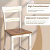 Giantex Wooden Bar Stools Counter Height Set of 2, 24.5″ Farmhouse Wood Bar Dining Chairs with Solid Rubber Wood Frame, Backrest, Footrest, Armless Barstools for Home Bar, Kitchen Counter, White(White)