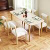Giantex Wooden Dining Chairs Set of 2, Faux Sherpa Upholstered Kitchen Dining Room Chairs w/Rubber Wood Frame, Padded Seat, Cylinder Back, Farmhouse Armless Accent Side Chairs for Living Room(1)