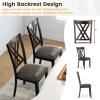 Giantex Wooden Dining Chairs Set of 2, Linen Fabric Upholstered Kitchen Chair w/Rubber Wood Frame, Wide Padded Seat, Curved Cross Back, Farmhouse Side Chairs for Living Room Restaurant, Dark Gray(Dark Gray)