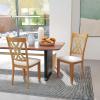 Giantex Wooden Dining Chairs Set of 2, Linen Fabric Upholstered Kitchen Chair w/Rubber Wood Frame, Wide Padded Seat, Curved Cross Back, Farmhouse Side Chairs for Living Room Restaurant, Dark Gray(Natural & Beige)