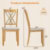 Giantex Wooden Dining Chairs Set of 2, Linen Fabric Upholstered Kitchen Chair w/Rubber Wood Frame, Wide Padded Seat, Curved Cross Back, Farmhouse Side Chairs for Living Room Restaurant, Dark Gray(Natural & Beige)