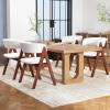 Giantex Wooden Dining Chairs Set of 2, Modern Sherpa Upholstered Kitchen Chair w/Armrests, Rubber Wood Legs, Padded Seat & Curved Open Back, Farmhouse Side Chairs for Home Living Room(White+walnut)