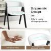 Giantex Wooden Dining Chairs Set of 2, Modern Sherpa Upholstered Kitchen Chair w/Armrests, Rubber Wood Legs, Padded Seat & Curved Open Back, Farmhouse Side Chairs for Home Living Room(White+black)