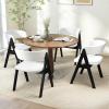 Giantex Wooden Dining Chairs Set of 2, Modern Sherpa Upholstered Kitchen Chair w/Armrests, Rubber Wood Legs, Padded Seat & Curved Open Back, Farmhouse Side Chairs for Home Living Room(White+black)
