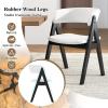 Giantex Wooden Dining Chairs Set of 2, Modern Sherpa Upholstered Kitchen Chair w/Armrests, Rubber Wood Legs, Padded Seat & Curved Open Back, Farmhouse Side Chairs for Home Living Room(White+black)