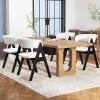 Giantex Wooden Dining Chairs Set of 2, Modern Sherpa Upholstered Kitchen Chair w/Armrests, Rubber Wood Legs, Padded Seat & Curved Open Back, Farmhouse Side Chairs for Home Living Room(White+black)