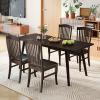 Giantex Wooden Dining Chairs Set of 2, PU Leather Upholstered Kitchen Side Chair, Rubber Wood Frame & Slatted High Backrest, Mid-Century Armless Dinette Chairs for Restaurant, Living Room