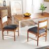 Giantex Wooden Dining Chairs Set of 2, Upholstered Kitchen Chair w/Rubber Wood Frame & Faux Leather Padded Seat, Faux Sherpa Backrest, Mid-Century Armless Chairs, Modern Side Chairs for Home(1)