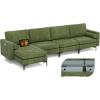 Giantex 128″ Sectional Sofa Couch with 2 USB Ports, 3-Hole Socket, Hidden Storage Box, L-Shaped Modular Sofa w/Reversible Chaise Lounge, 2 Side Bolsters for Living Room Bedroom Office