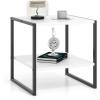 Giantex 20 Inch End Table, Modern Square Side Table with Storage Shelf, Small Coffee Table for Living Room, Wood Bedside Table, 2-Tier Nightstand for Bedroom, Easy Assembly, White (1)(1)