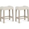 Giantex 24″ Bar Stools Set of 4, Upholstered Counter Height Saddle Bar Stools with Footrest and Wood Legs, Farmhouse Button Tufted Backless Barstools for Kitchen Island, Dining Room, Cafe, Beige(Beige)