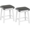 Giantex 24″ Counter Height Bar Stools Set of 2, Faux PU Leather Farmhouse Wood Barstools with Padded Seat, Solid Wood Frame, Max Load 330 Lbs, Saddle Stools for Kitchen Island Pub, White(White)