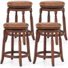 Giantex 24″ Swivel Bar Stools Set of 2, Farmhouse Counter Height Stools with Upholstered Seat & Rubber Wood Frame, Round Backless Kitchen Stools, Barstools for Kitchen Island/Breakfast Nook, Walnut(2)