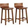 Giantex 24.5″ Bar Stools Set of 2, Counter Height Bar Stools w/Low Back & Footrest, Farmhouse Wooden Bar Dining Chairs, Armless Wood Barstools for Kitchen Island, Pub, Kitchen, Cafe, Breakfast, Brown(Brown)