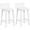 Giantex 24.5″ Bar Stools Set of 2, Counter Height Bar Stools w/Low Back & Footrest, Farmhouse Wooden Bar Dining Chairs, Armless Wood Barstools for Kitchen Island, Pub, Kitchen, Cafe, Breakfast, Brown(White)