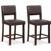 Giantex 24.5″ Counter Height Bar Stools Set of 2, Linen Barstools with Back, Rubber Wood Legs, Max Load 400 Lbs, Modern Upholstered Bar Dining Chairs for Kitchen Island Pub, Beige(Brown)