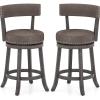 Giantex 26″ Bar Stools Set of 2, Swivel Counter Height Bar Chairs with Footrest, Rubber Wood Frame, Upholstered Linen Barstools with Back & Cushioned Seat for Kitchen Island, Dining Room, Pub(1)