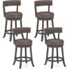 Giantex 26″ Bar Stools Set of 2, Swivel Counter Height Bar Chairs with Footrest, Rubber Wood Frame, Upholstered Linen Barstools with Back & Cushioned Seat for Kitchen Island, Dining Room, Pub(2)