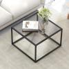 Giantex 27.5″ Square Coffee Table – Tempered Glass Center Table w/Metal Frame, Modern Accent Table for Small Space, Living Room, Home, Office, Easy Assembly (1-Tier, Gray)(Grey)