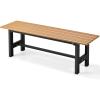 Giantex 2-Pack Outdoor Bench Seat – Backless Patio Garden Bench, 47” Weatherproof Outside Chair with Slatted Seat, Metal Frame, 660 LBS Capacity, Dining Bench Chair for Yard, Park, Balcony, Black(Brown)