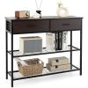 Giantex 2-Tier Console Table with Drawers, Wood Entryway Table with 2 Drawers & Open Storage Shelf for Living Room Entryway, Easy Assembly Rectangular Accent Table (Natural)(Espresso)